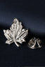 Polished Silver 3D Maple Leaf Lapel Pin For Men