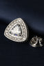 Silver Triangular Clear Crystal Halo Men's Lapel Pin