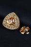 Gold Triangular Champagne Crystal Halo Men's Lapel Pin