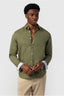 Chic Olive Green Linen Blend Men Shirt