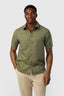 Olive Green Linen Blend Short Sleeve Shirt