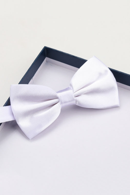 Modern White Satin Bow Tie