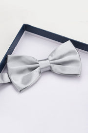 Modern Gray Satin Bow Tie