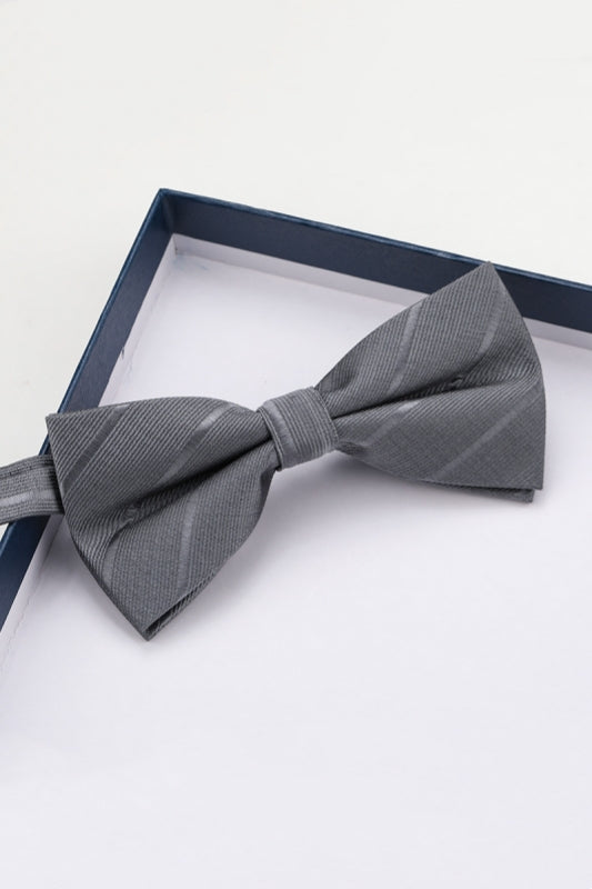 Latest Gray Striped Bow Tie Main image