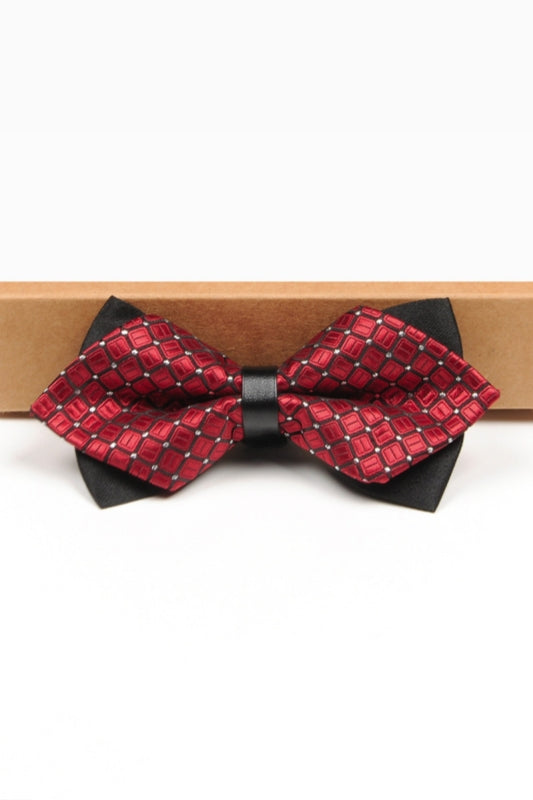 Red Plaid Double Layer Pointed Men's Bow Tie
