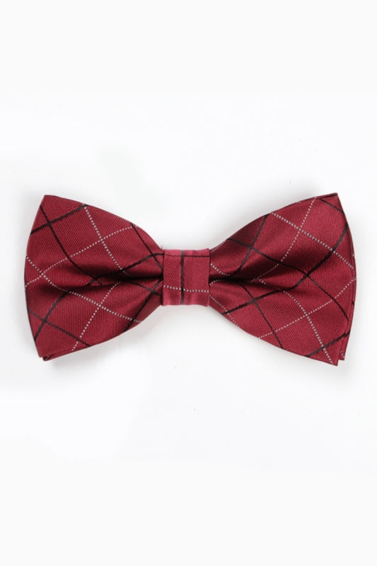 Burgundy Check Formal Bow Tie