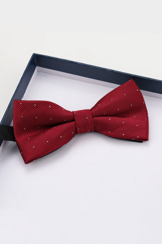 Burgundy White Dot Men's Bow Tie Main image