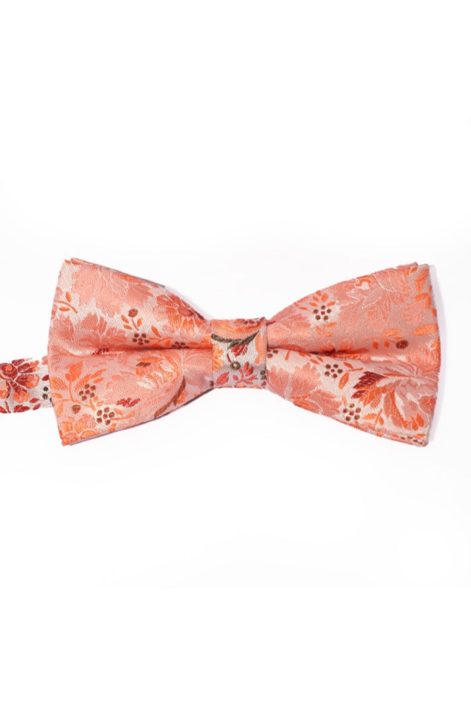 Peach Orange Floral Jacquard Men's Bow Tie