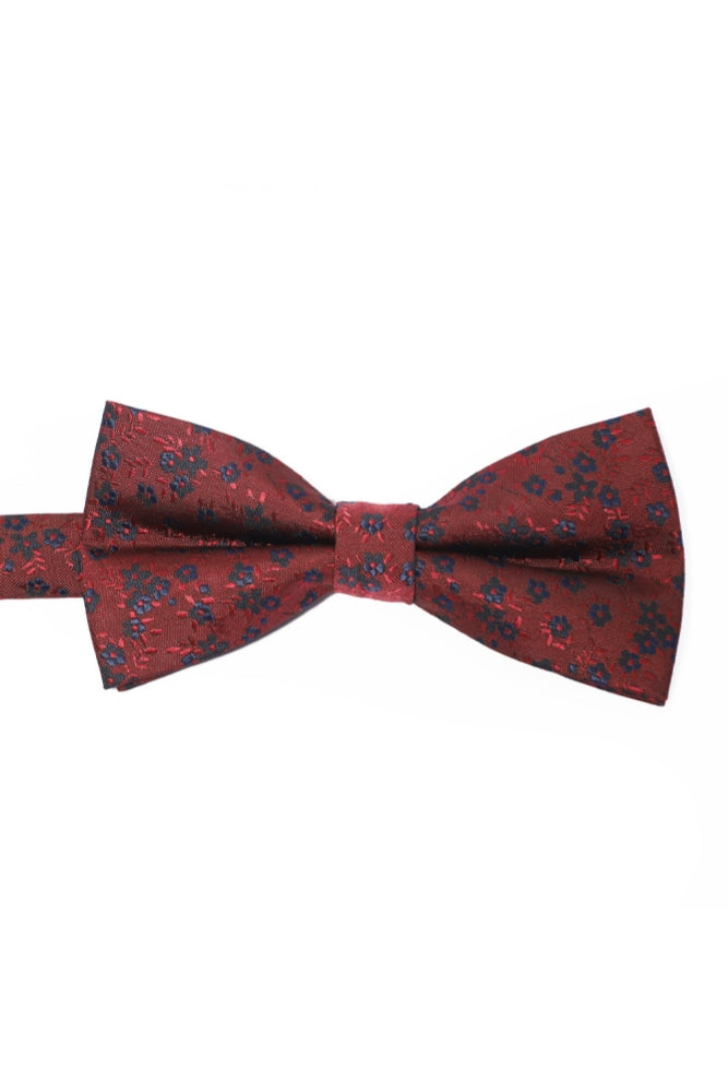 Burgundy Base Navy Floral Jacquard Men's Bow Tie Main image
