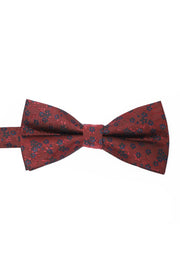 Burgundy Base Navy Floral Jacquard Men's Bow Tie