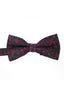 Navy Blue Base Red Floral Jacquard Men's Bow Tie