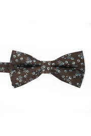 Brown Base Light Blue Floral Jacquard Men's Bow Tie