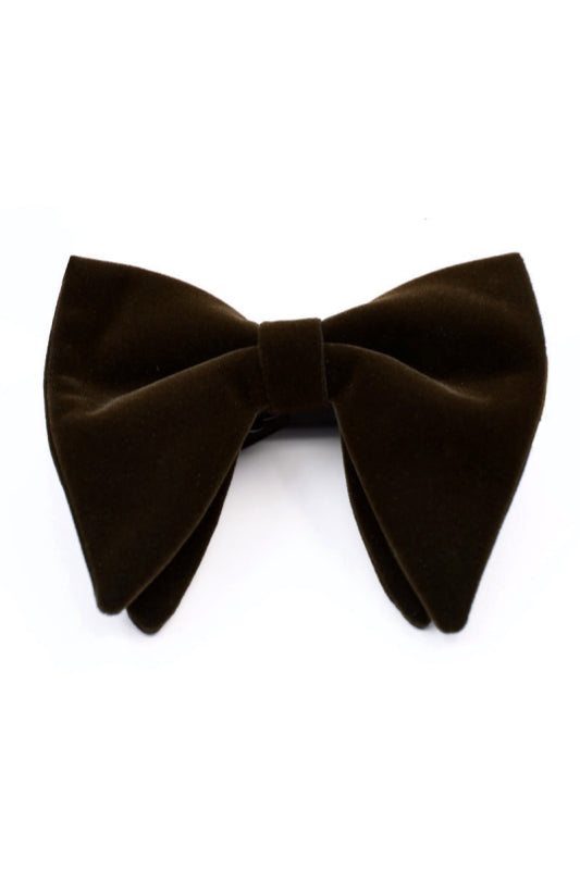 Brown Velvet Large Pointed Bow Tie For Men Main image