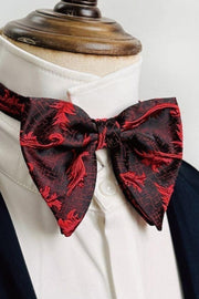 Vintage Burgundy Jacquard Double Pointed Bow Tie
