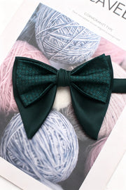 Dark Green Jacquard Double Layer Pointed Bow Tie