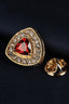 Gold Triangular Red Crystal Halo Men's Lapel Pin
