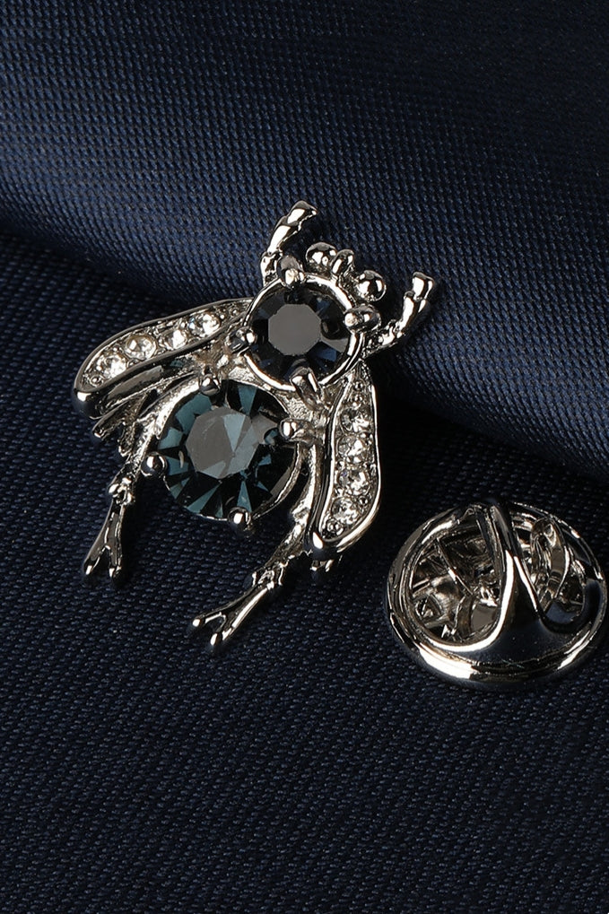 Silver Bee Teal Crystal Men's Lapel Pin Main image