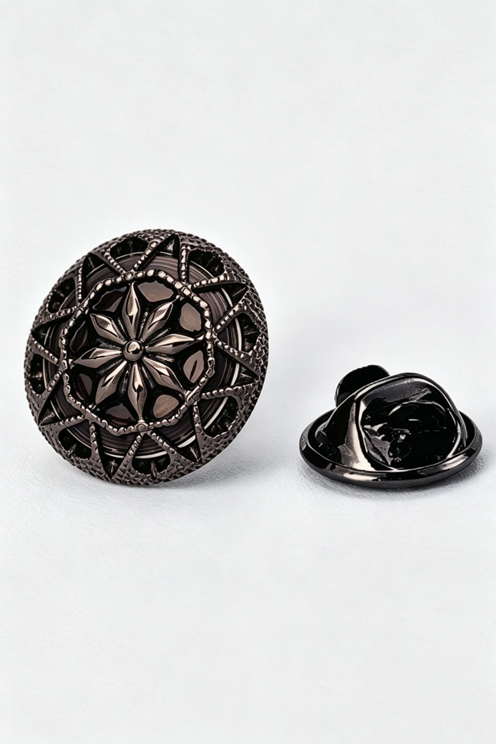 Black Hollow Floral Men's Lapel Pin Secondary image