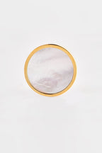 Gold Round Natural Mother Of Pearl Lapel Pin For Men