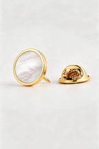 Gold Round Natural Mother Of Pearl Lapel Pin For Men