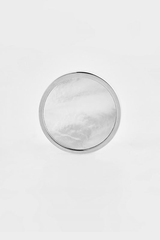 Silver Round Natural Mother Of Pearl Lapel Pin For Men
