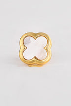 Gold Four Leaf Clover Natural Mother Of Pearl Lapel Pin For Men