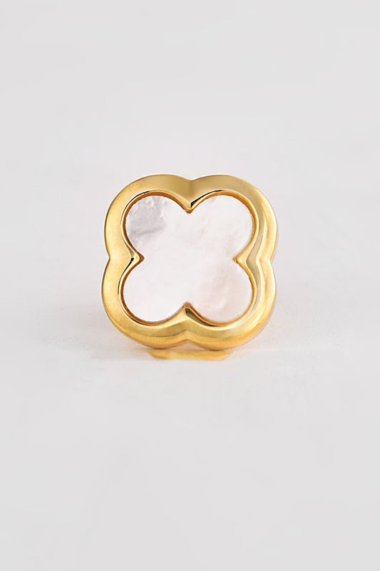 Gold Four Leaf Clover Natural Mother Of Pearl Lapel Pin For Men