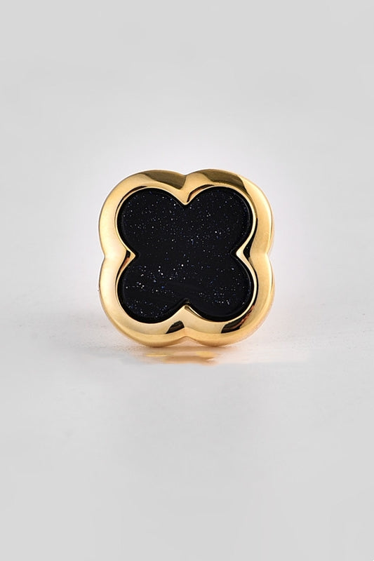 Gold Four Leaf Clover Black Starry Sand Lapel Pin For Men Main image