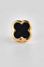 Gold Four Leaf Clover Black Starry Sand Lapel Pin For Men
