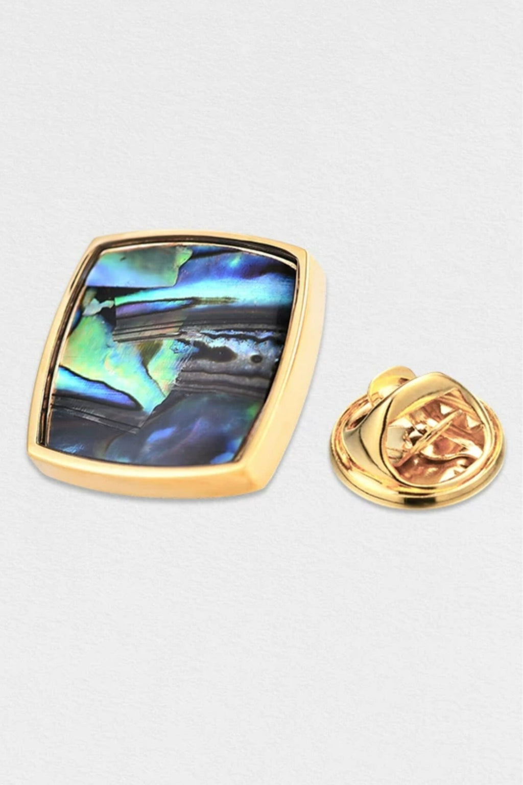 Gold Square Abalone Shell Lapel Pin For Men