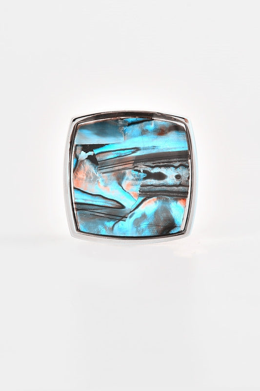 Silver Square Abalone Shell Lapel Pin For Men Main image