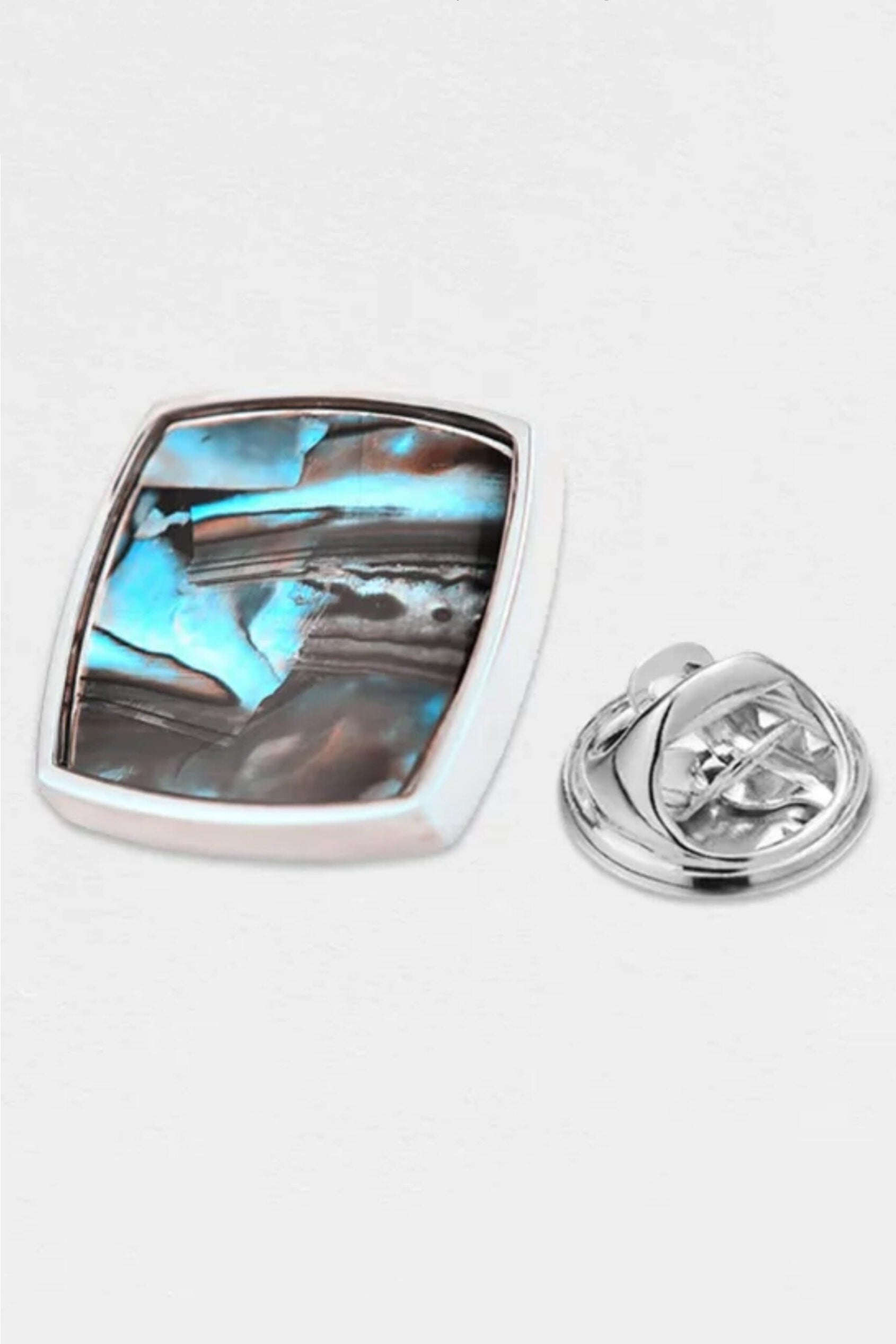 Silver Square Abalone Shell Lapel Pin For Men Secondary image