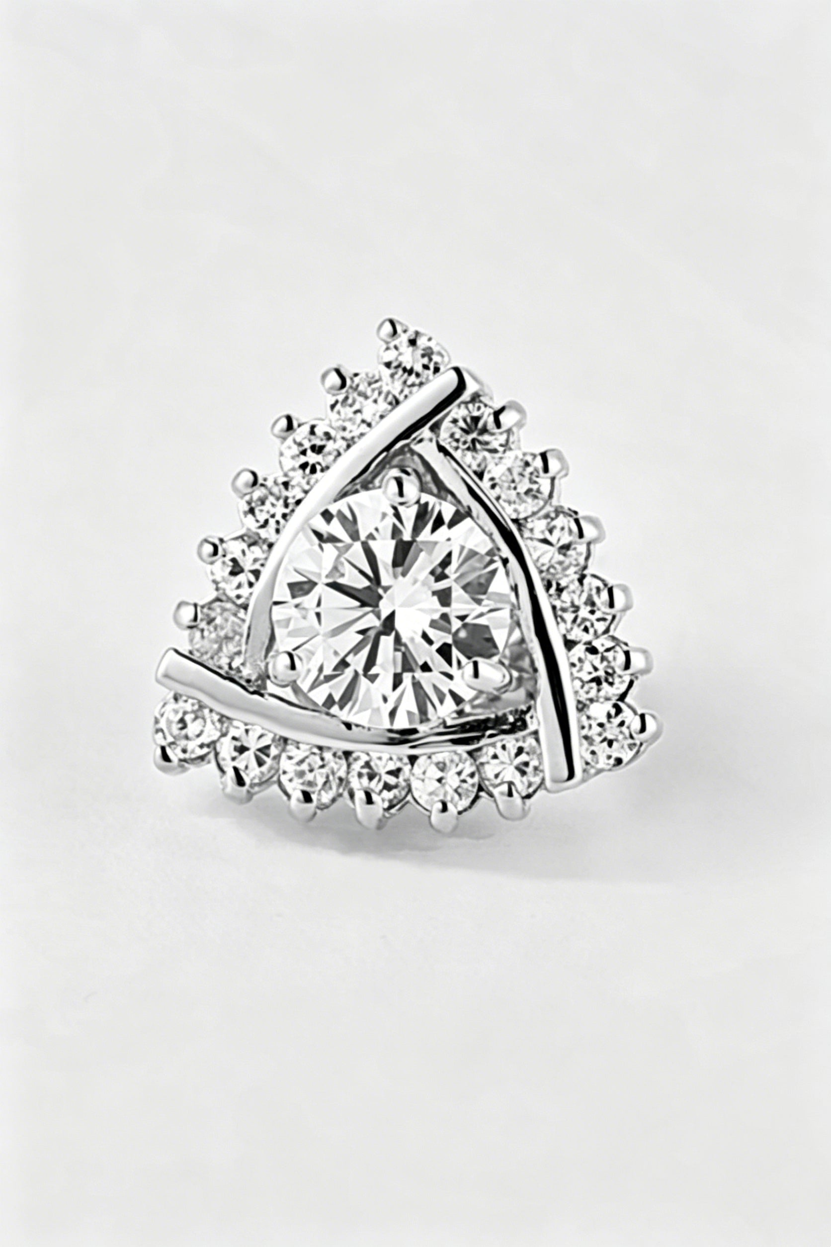 Silver Triangle Halo Round Crystal Men's Lapel Pin Main image