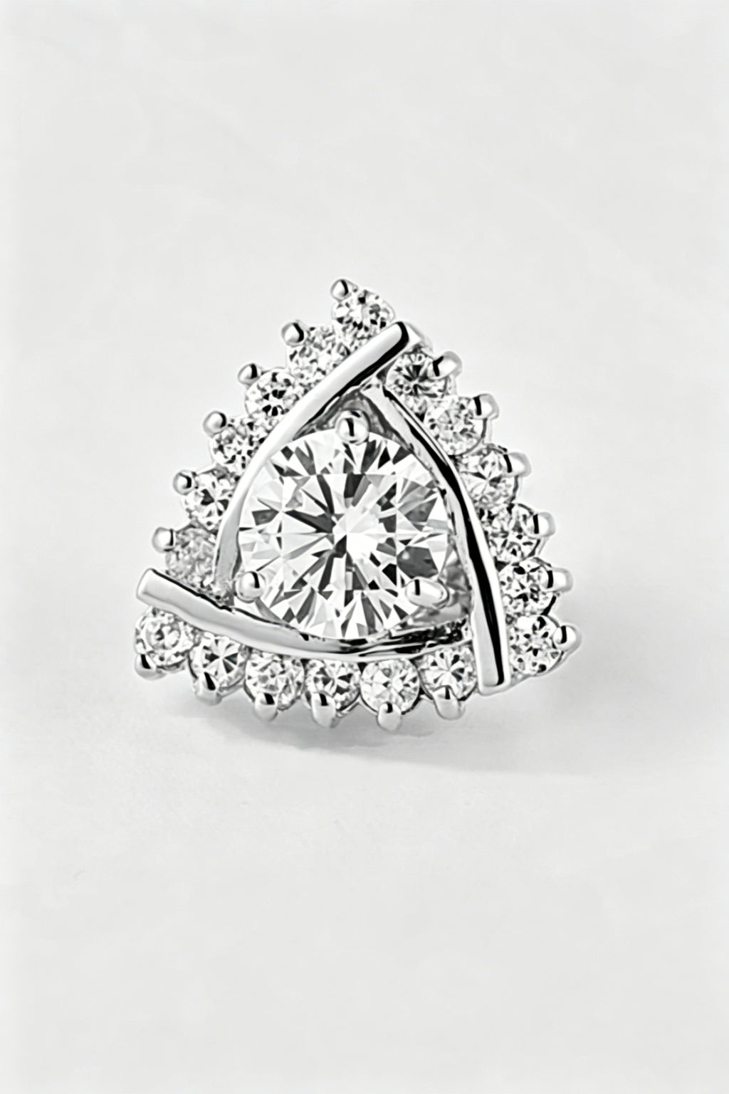 Silver Triangle Halo Round Crystal Men's Lapel Pin