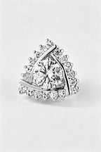 Silver Triangle Halo Round Crystal Men's Lapel Pin