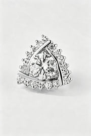 Silver Triangle Halo Round Crystal Men's Lapel Pin