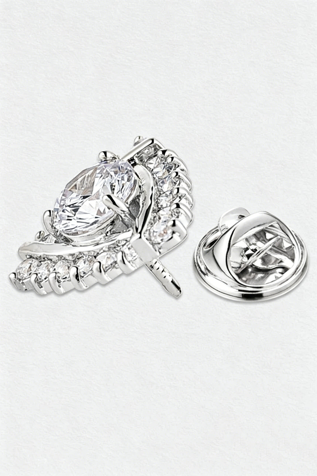 Silver Triangle Halo Round Crystal Men's Lapel Pin