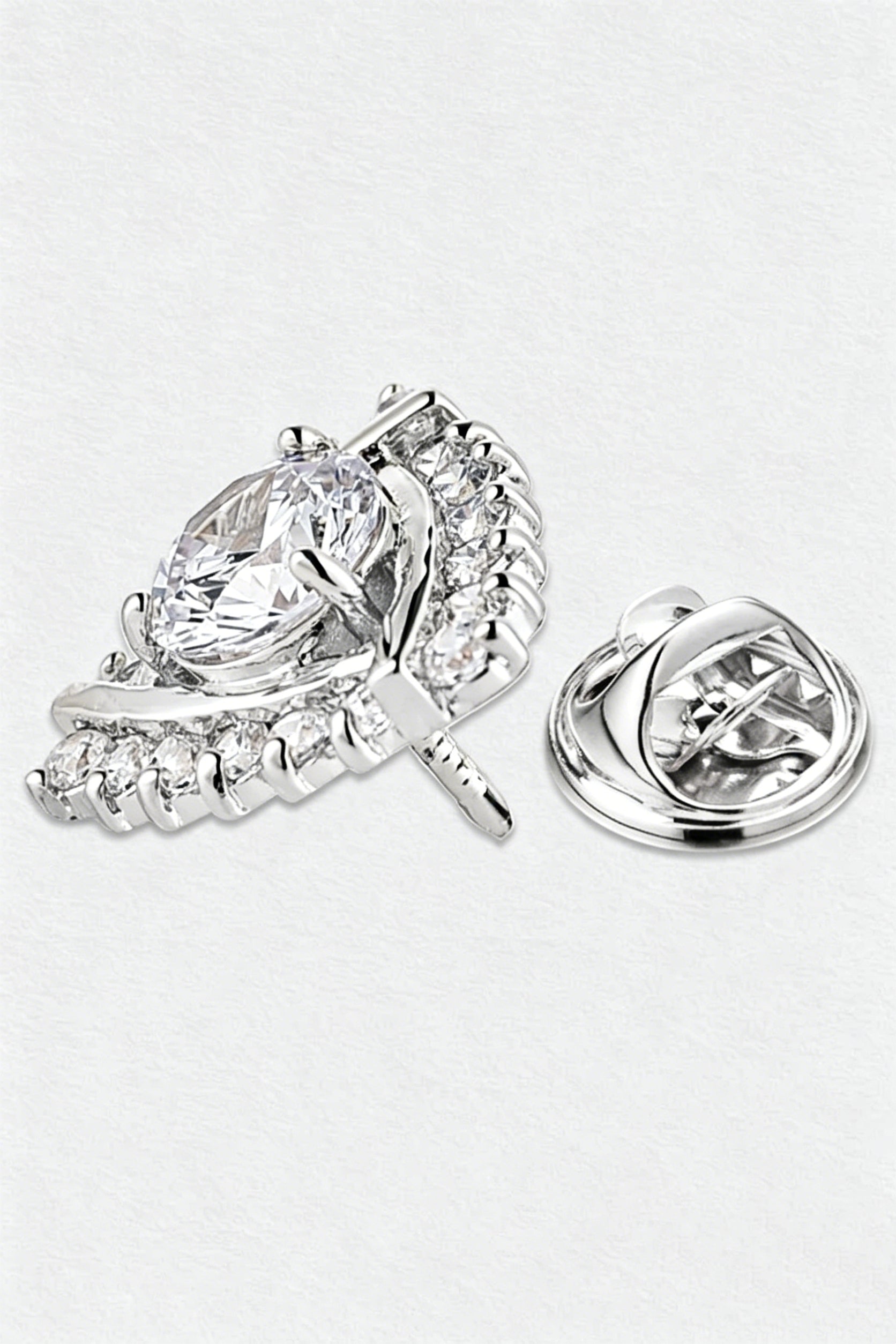 Silver Triangle Halo Round Crystal Men's Lapel Pin