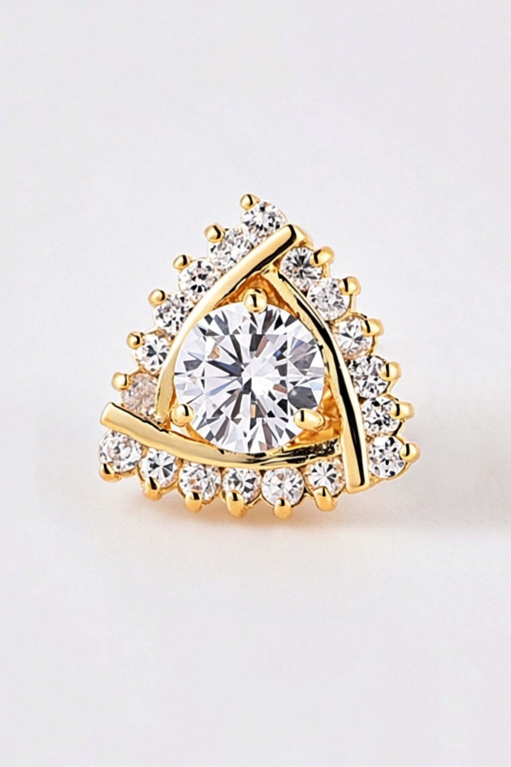 Gold Triangle Halo Round Crystal Lapel Pin For Men Main image