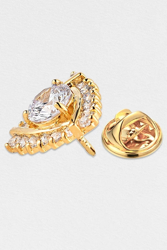 Gold Triangle Halo Round Crystal Lapel Pin For Men Secondary image