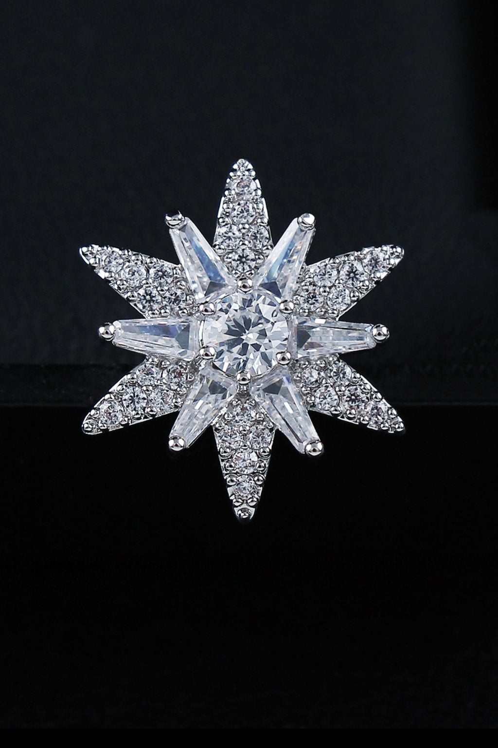 Shiny Silver Six-pointed Star Men's Lapel Pin