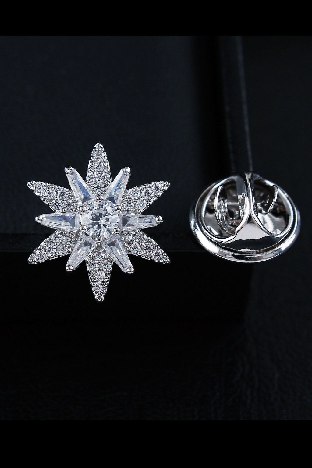 Shiny Silver Six-pointed Star Men's Lapel Pin