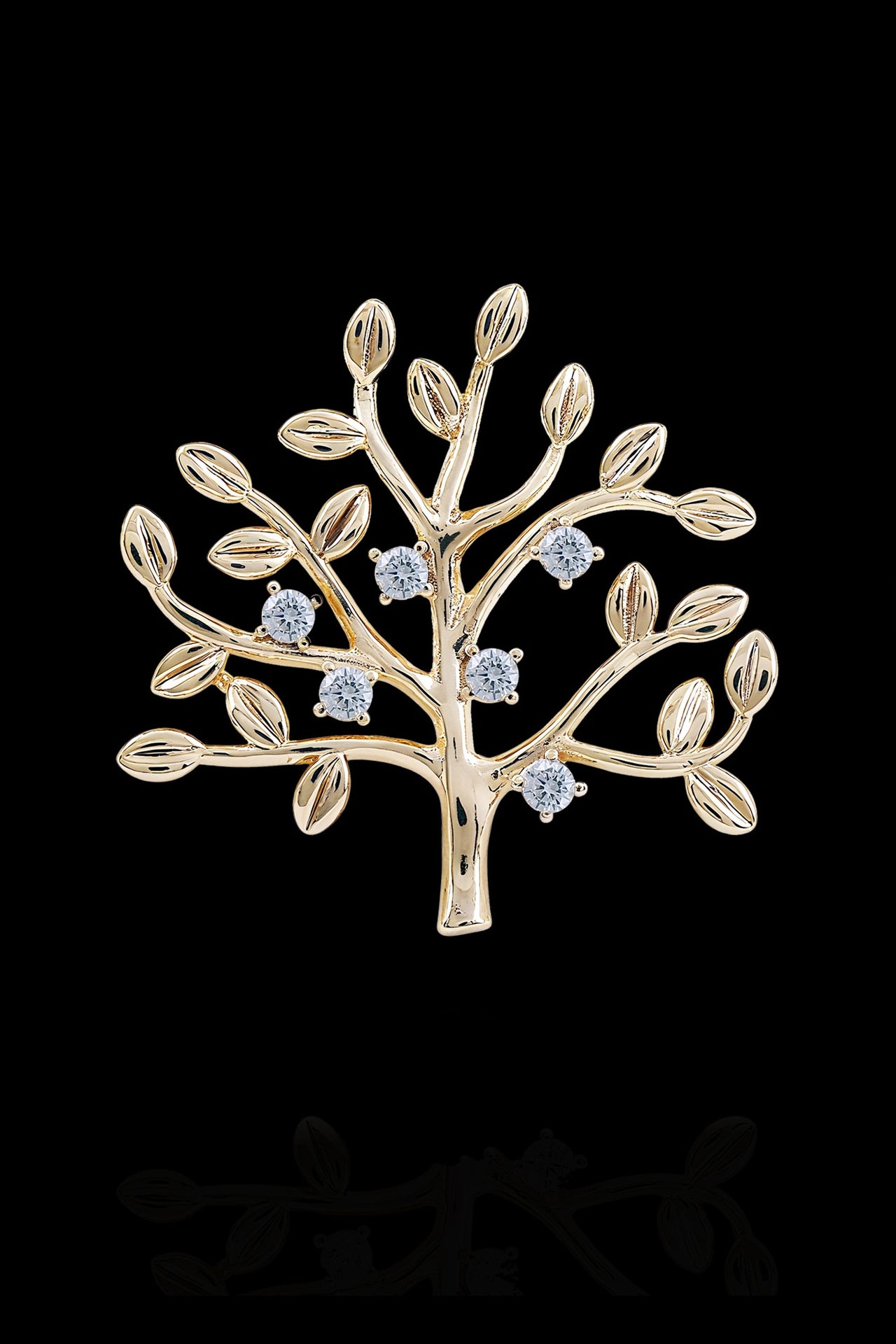 Gold Tree Crystal Men's Lapel Pin Main image