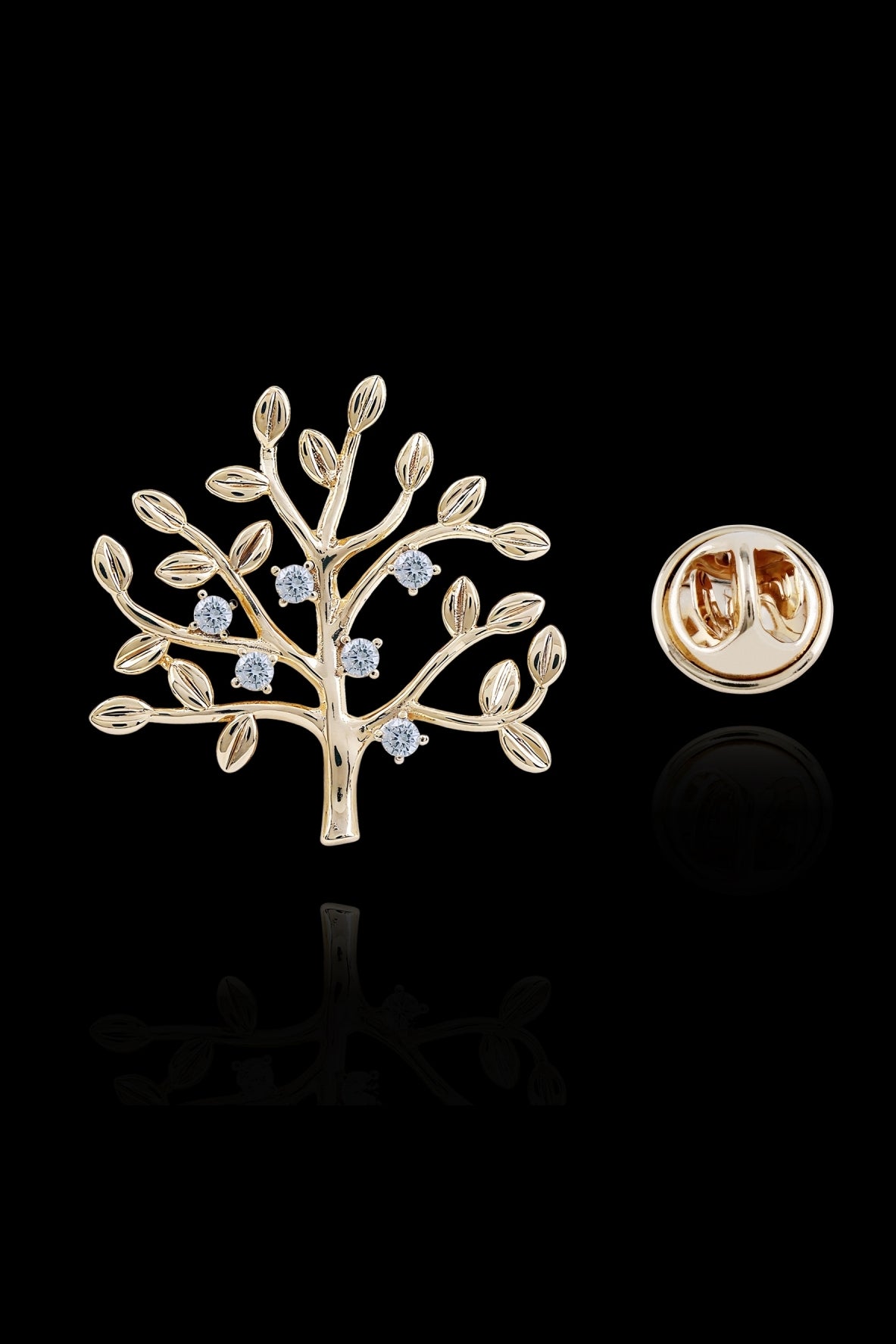 Gold Tree Crystal Men's Lapel Pin Secondary image