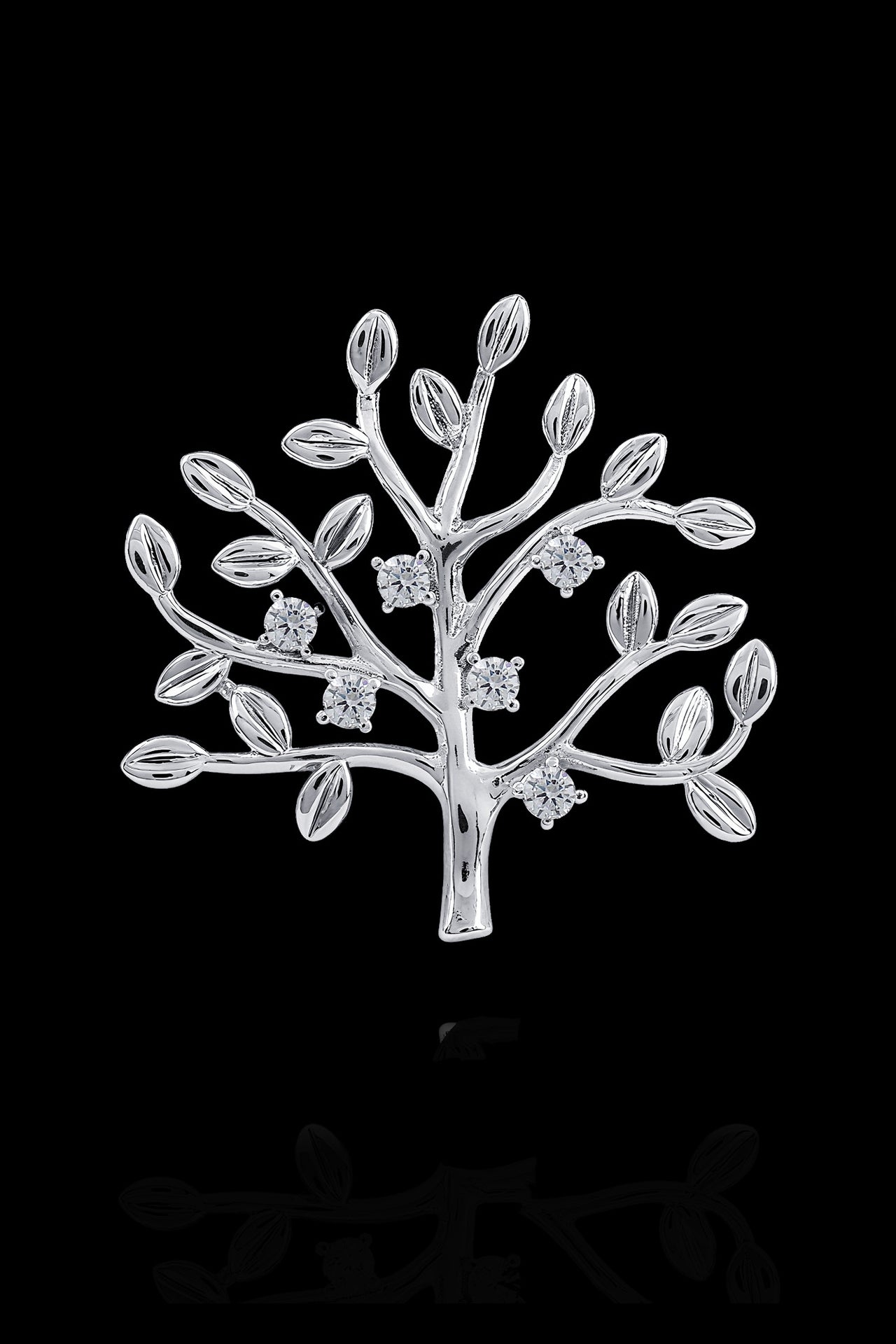 Silver Tree Crystal Men's Lapel Pin Main image