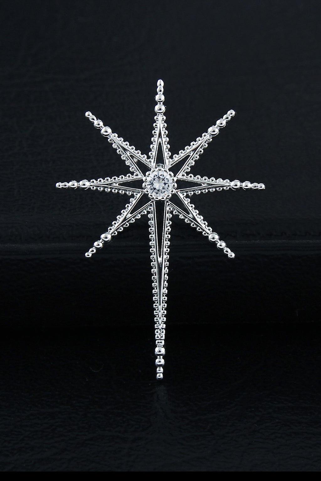 Silver Beaded Star Crystal Lapel Pin For Men