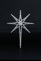 Silver Beaded Star Crystal Lapel Pin For Men