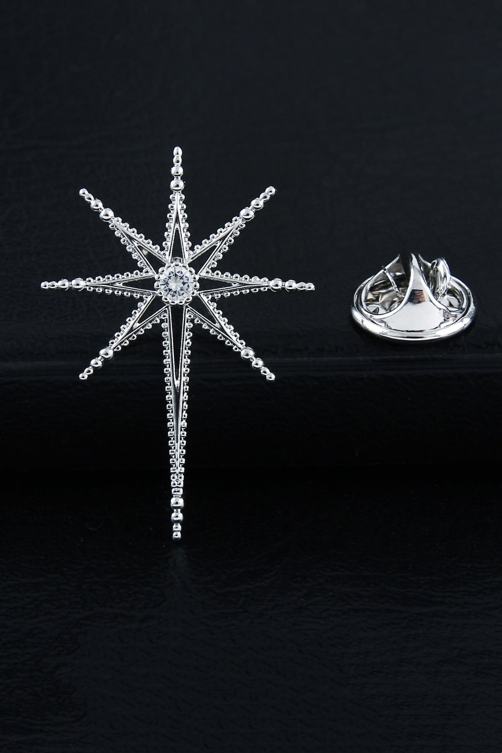 Silver Beaded Star Crystal Lapel Pin For Men Secondary image