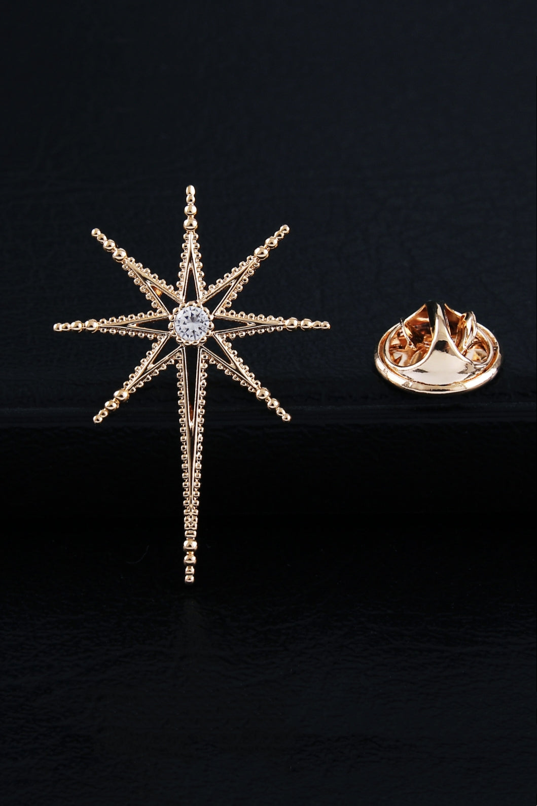 Gold Beaded Star Crystal Lapel Pin For Men Secondary image
