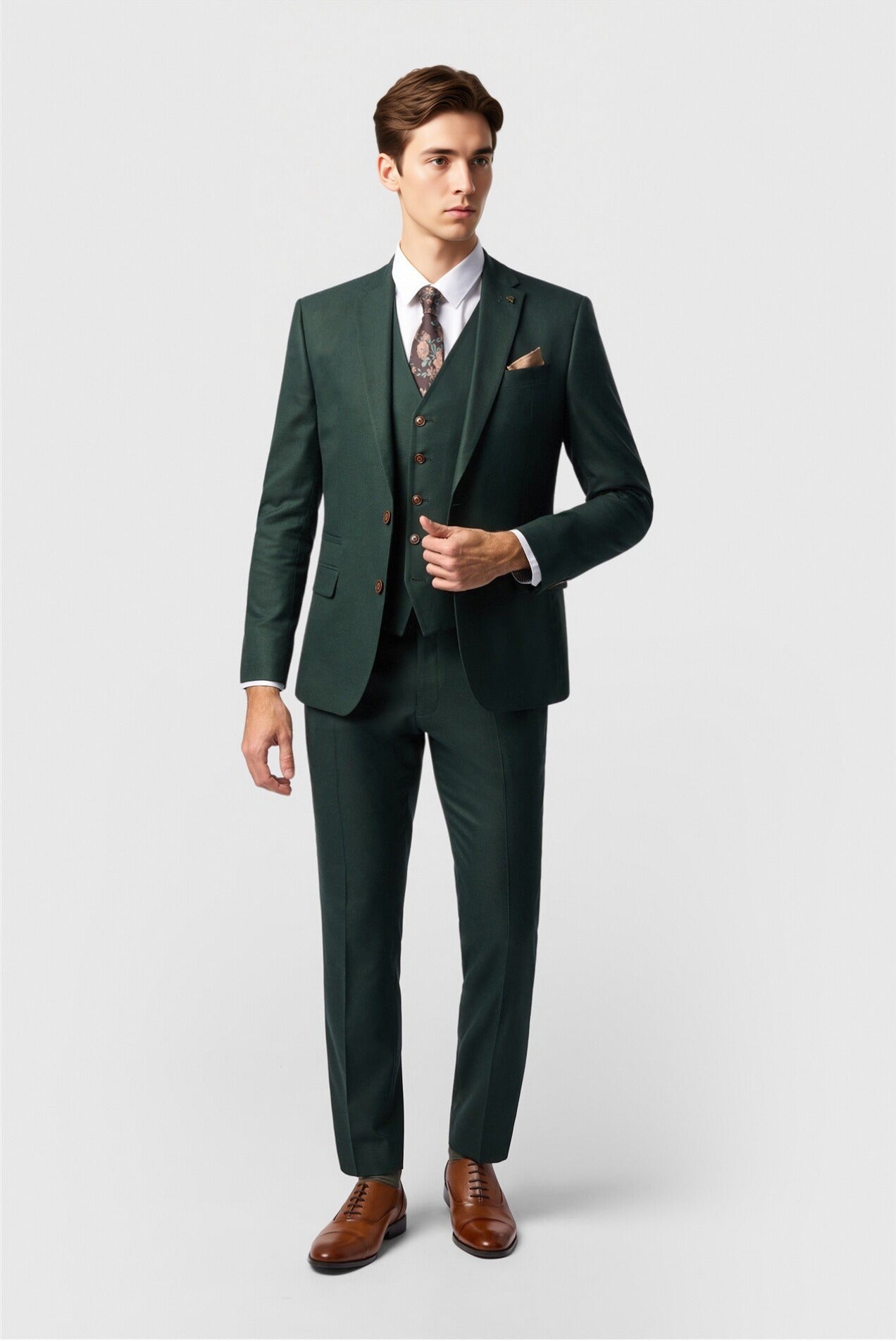 Fashion Dark Green 3 Pieces Notched Lapel Men Suit Secondary image